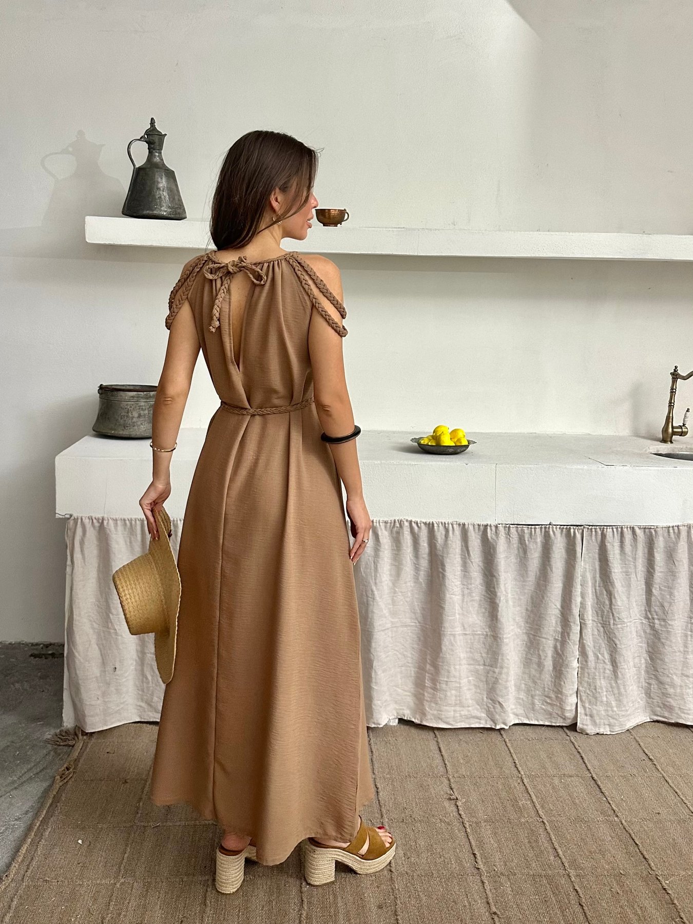 ÖRGÜ DETAYLI HELEN ELBİSE