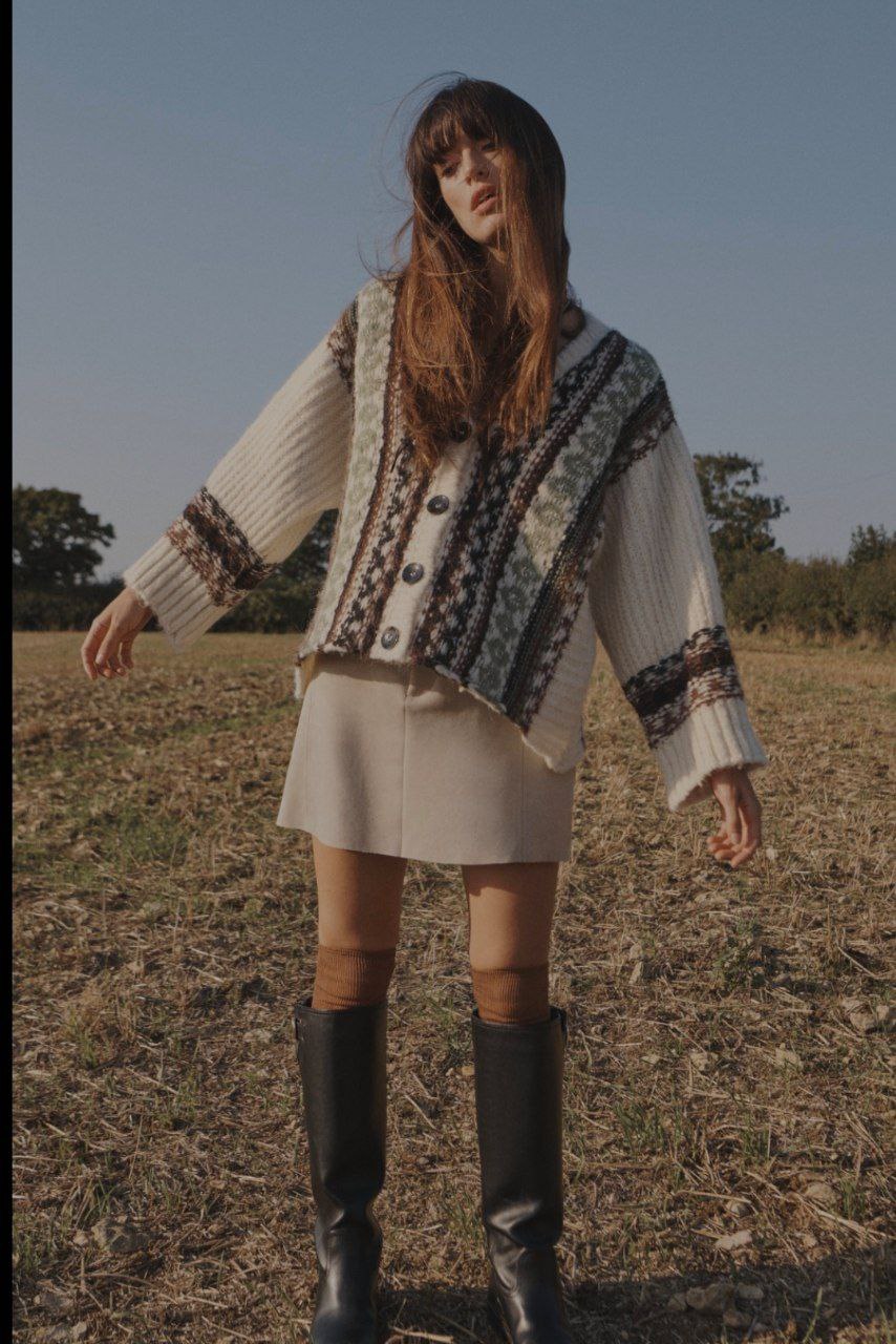 Vintage Desenli Hırka