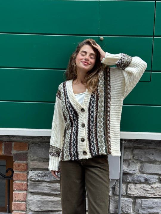 Vintage Desenli Hırka