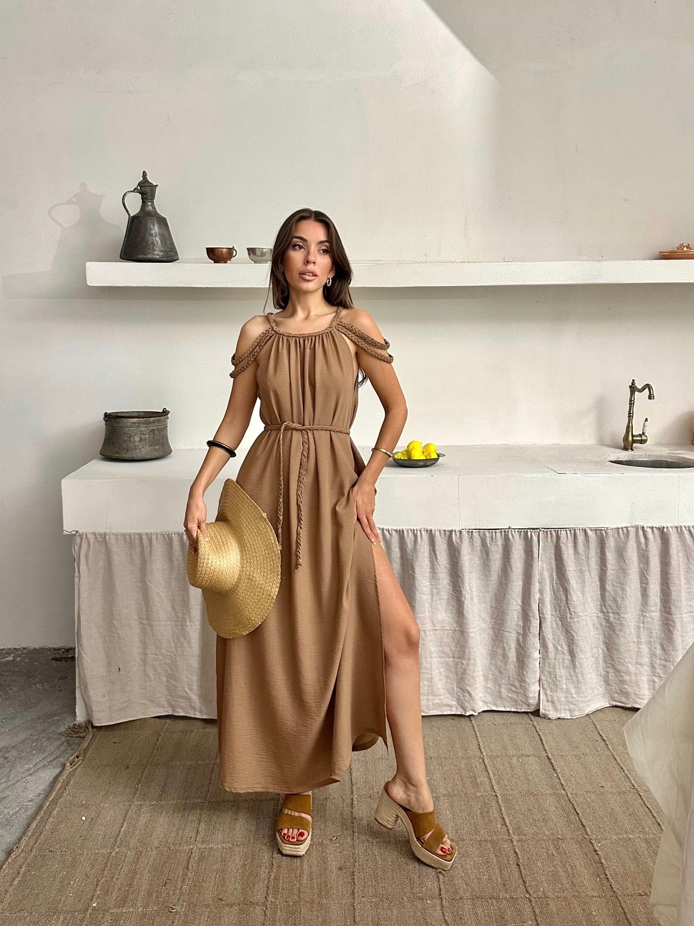 ÖRGÜ DETAYLI HELEN ELBİSE