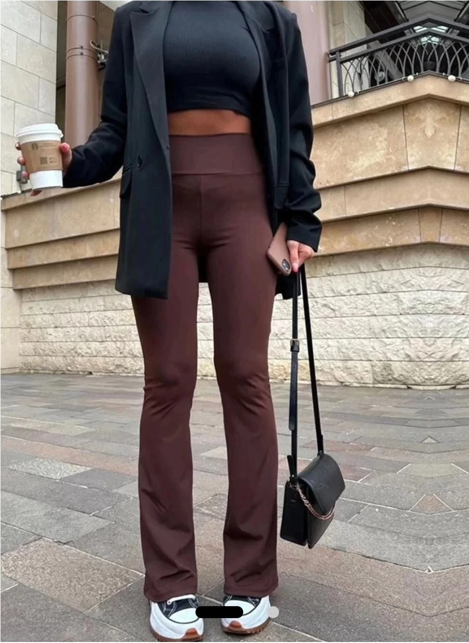 İspanyol Paça Tayt Pantolon - kahve