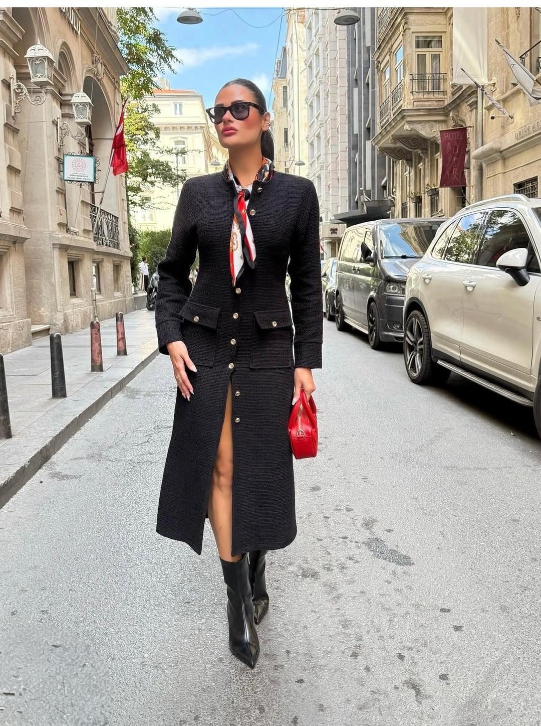 Tasarım Tüvit Düğmeli Elbise