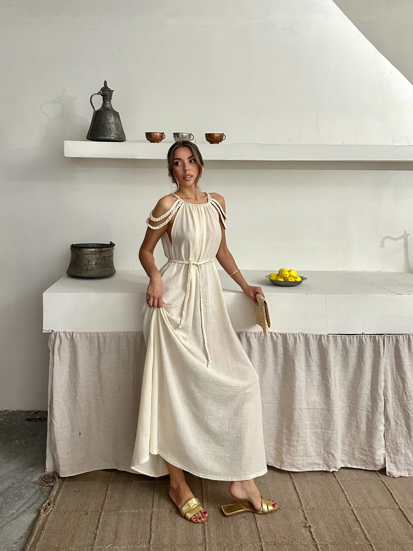 ÖRGÜ DETAYLI HELEN ELBİSE