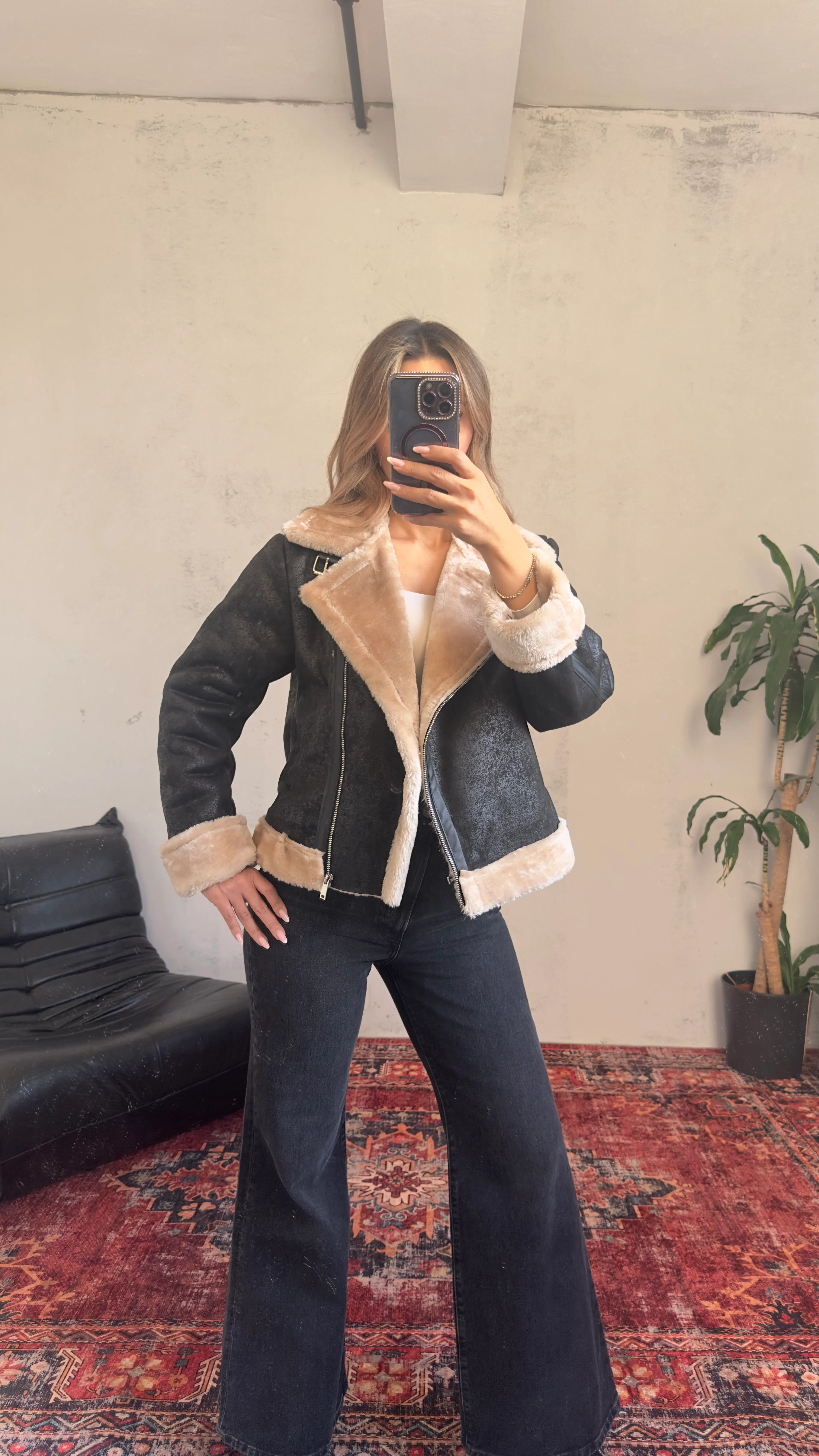 İthal Kürklü Bıker Ceket