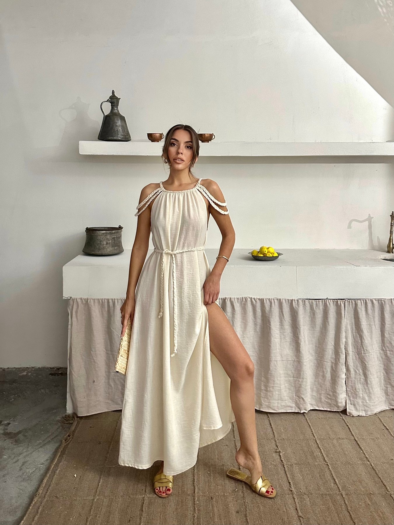 ÖRGÜ DETAYLI HELEN ELBİSE