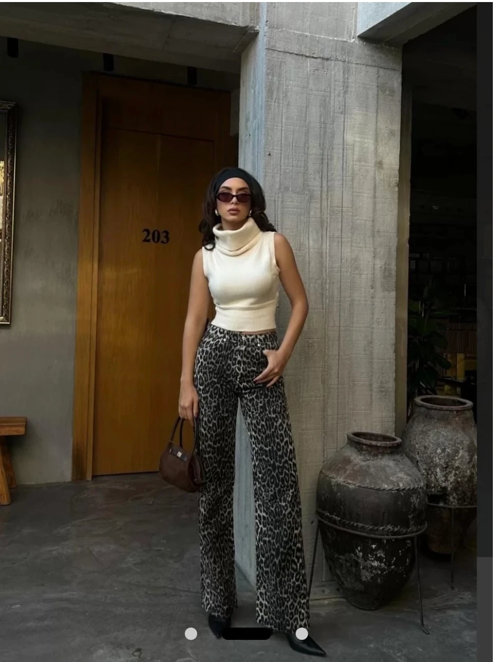 Denim Leopar Desen Tarz Pantolon - leopar