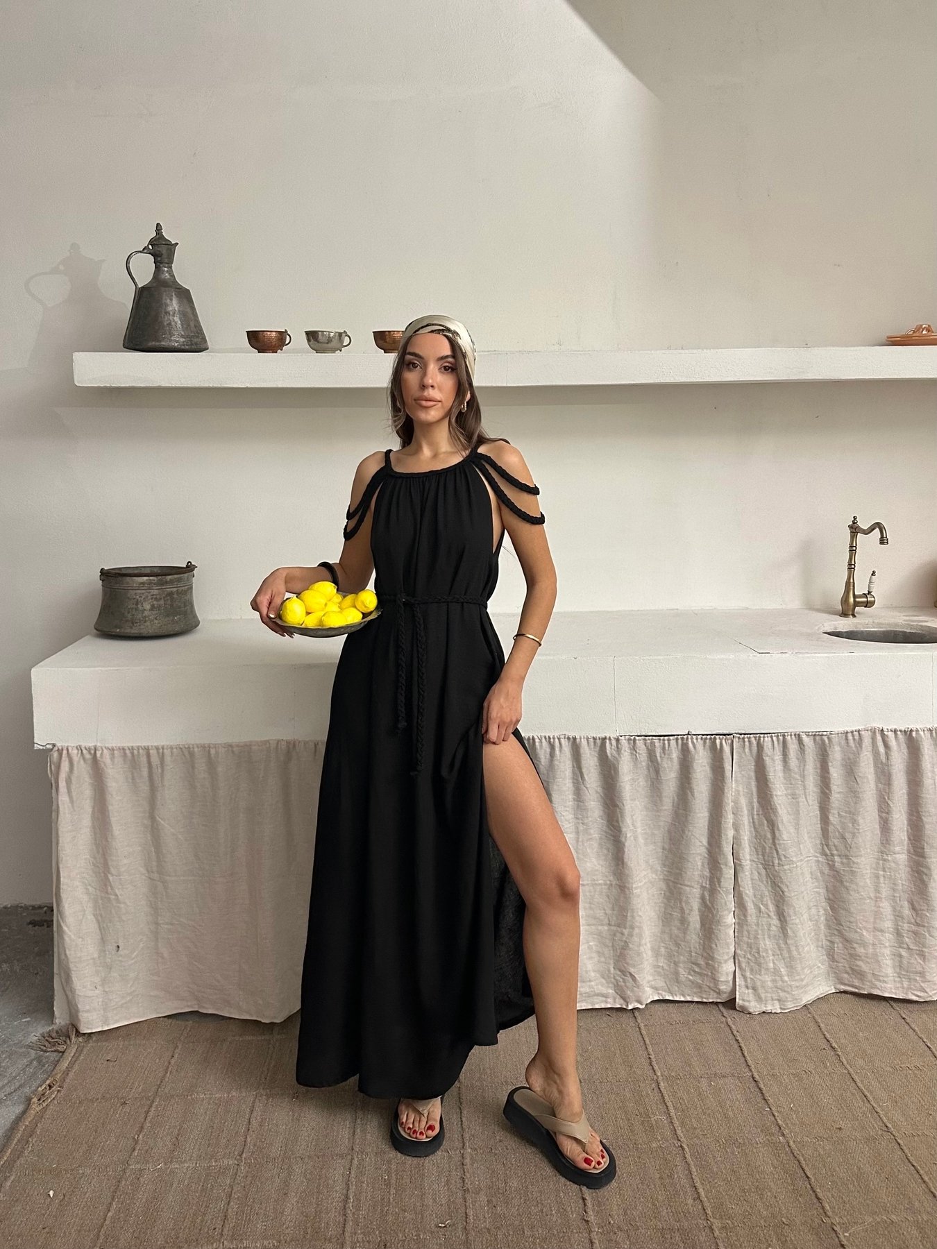ÖRGÜ DETAYLI HELEN ELBİSE