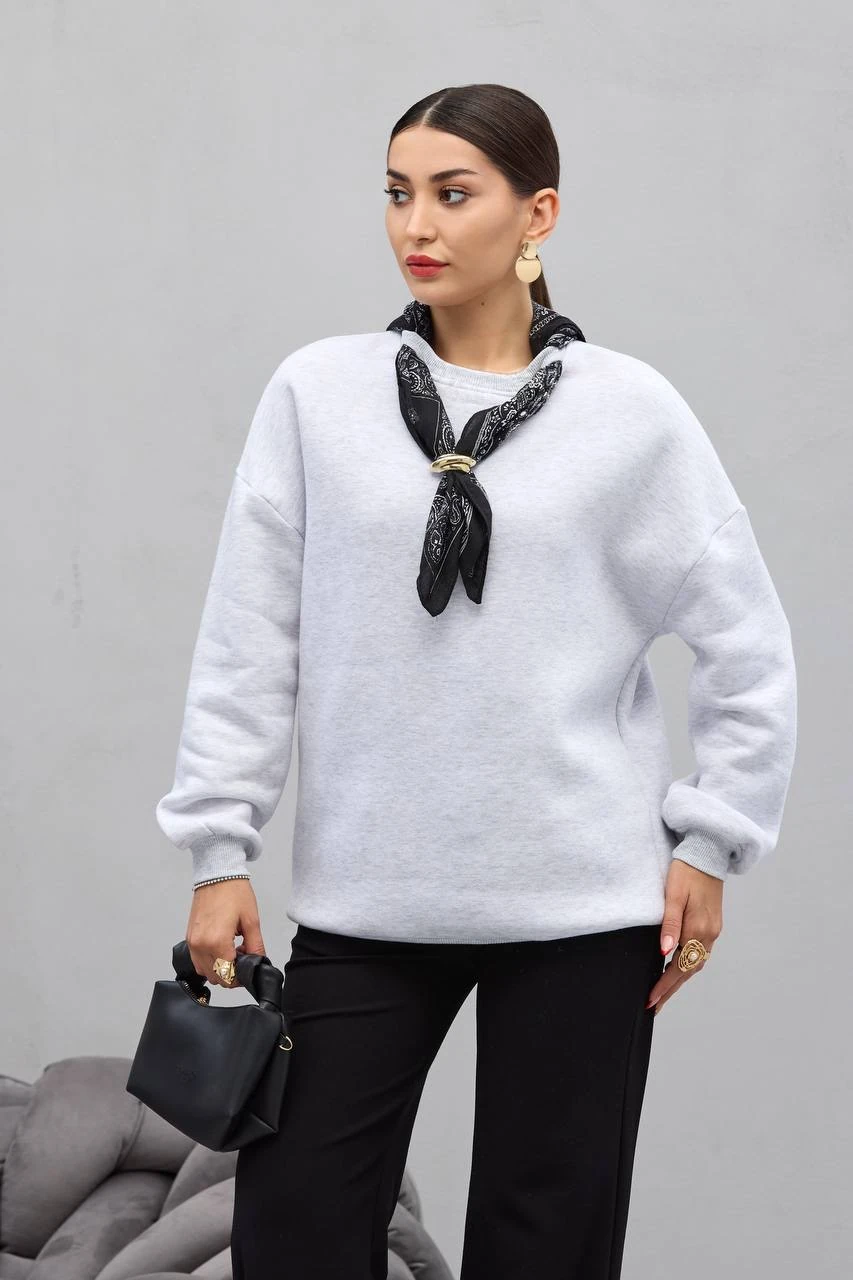 Fular Detaylı Sweat - gri