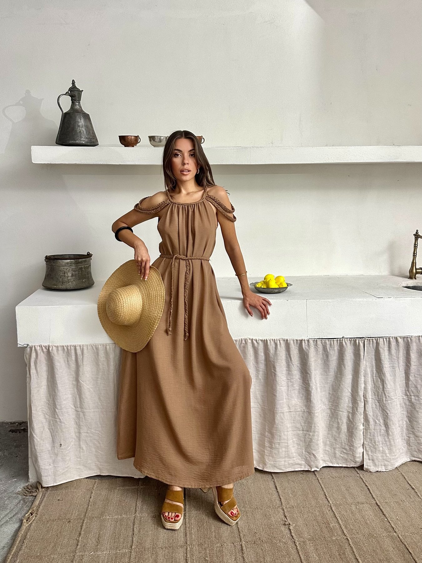 ÖRGÜ DETAYLI HELEN ELBİSE