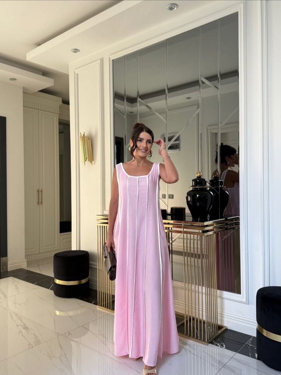 Biyeli Şık Elbise - pembe