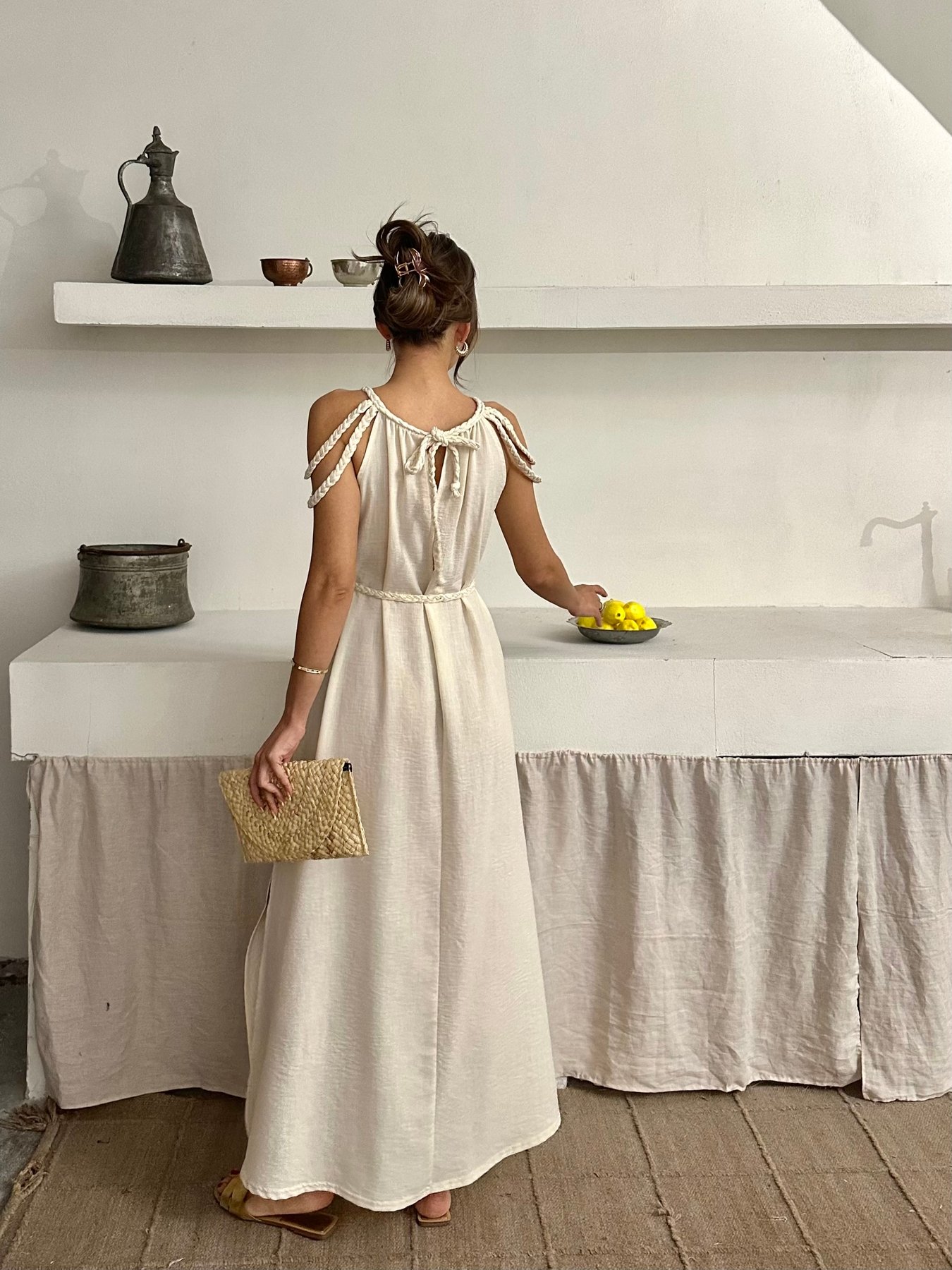 ÖRGÜ DETAYLI HELEN ELBİSE