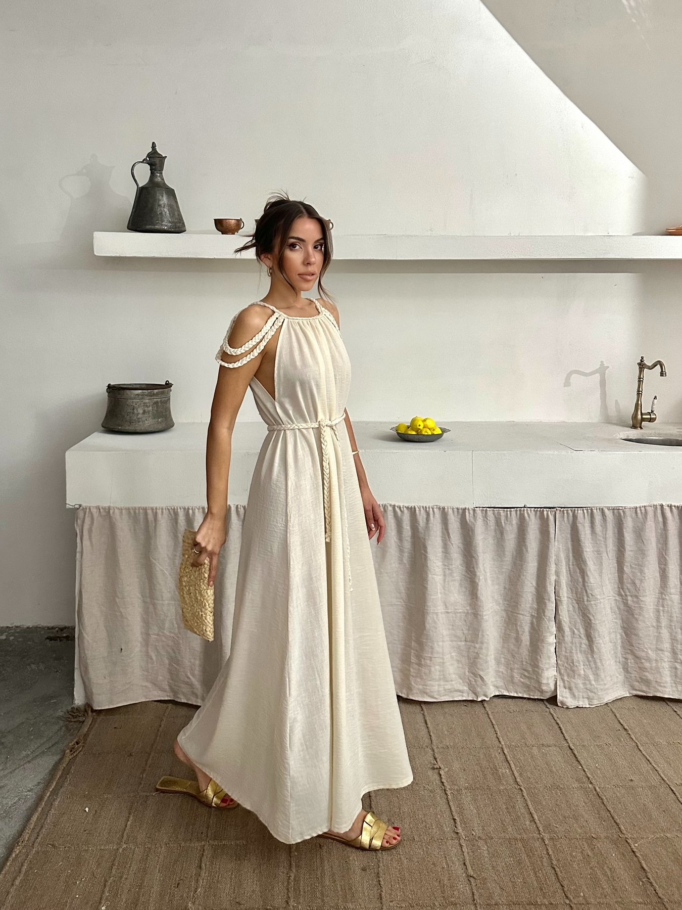 ÖRGÜ DETAYLI HELEN ELBİSE