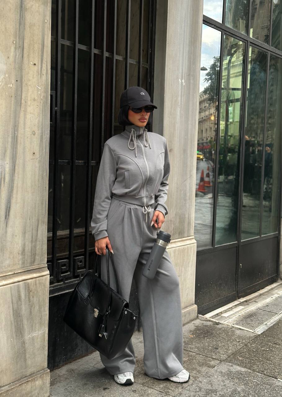 Tarz Yaka Detaylı Takım - gri