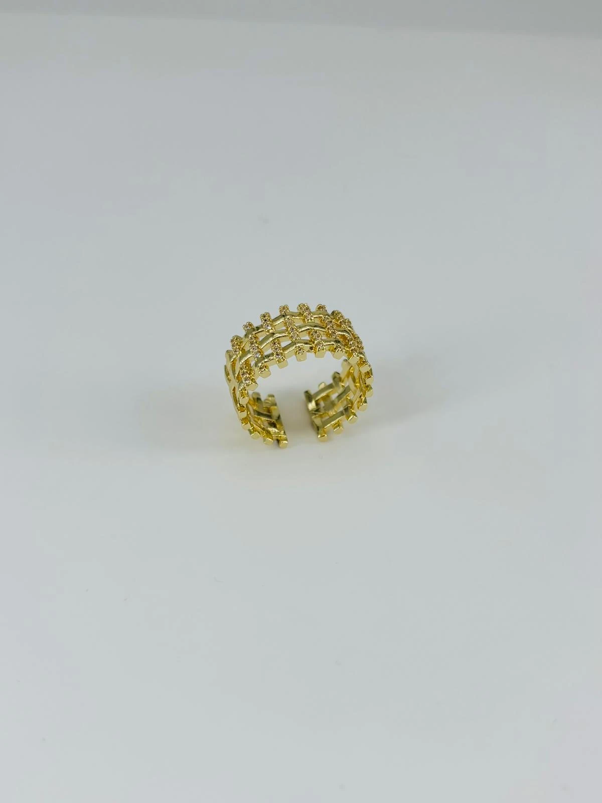 14 K GOLD KAPLAMA ZİRKON TAŞLI SEPET MODEL YÜZÜK 