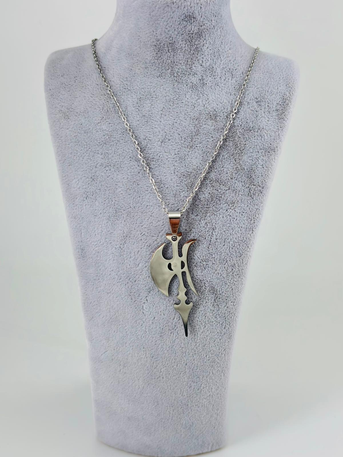 TRİBAL BALTA  FİGÜRÜ ÇELİK ERKEK KOLYE 