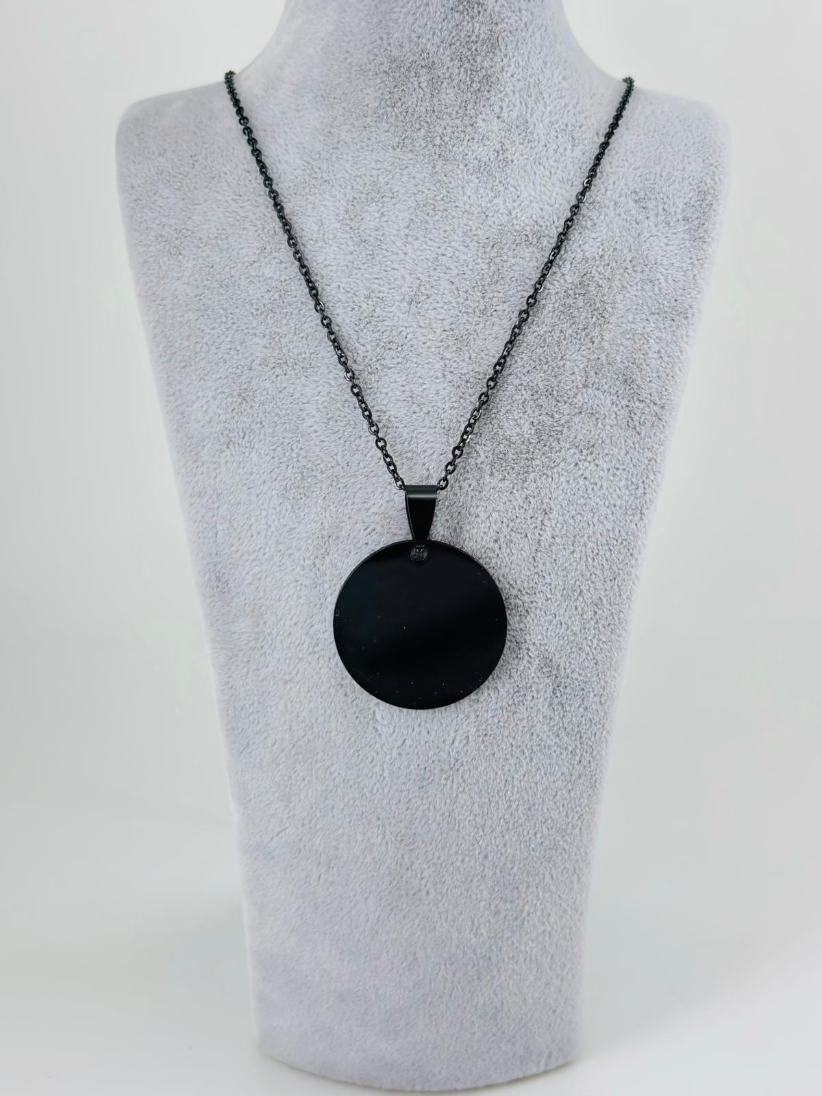 YUVARLAK PLAKA TASARIM BÜYÜK BOY ÇELİK ERKEK KOLYE 