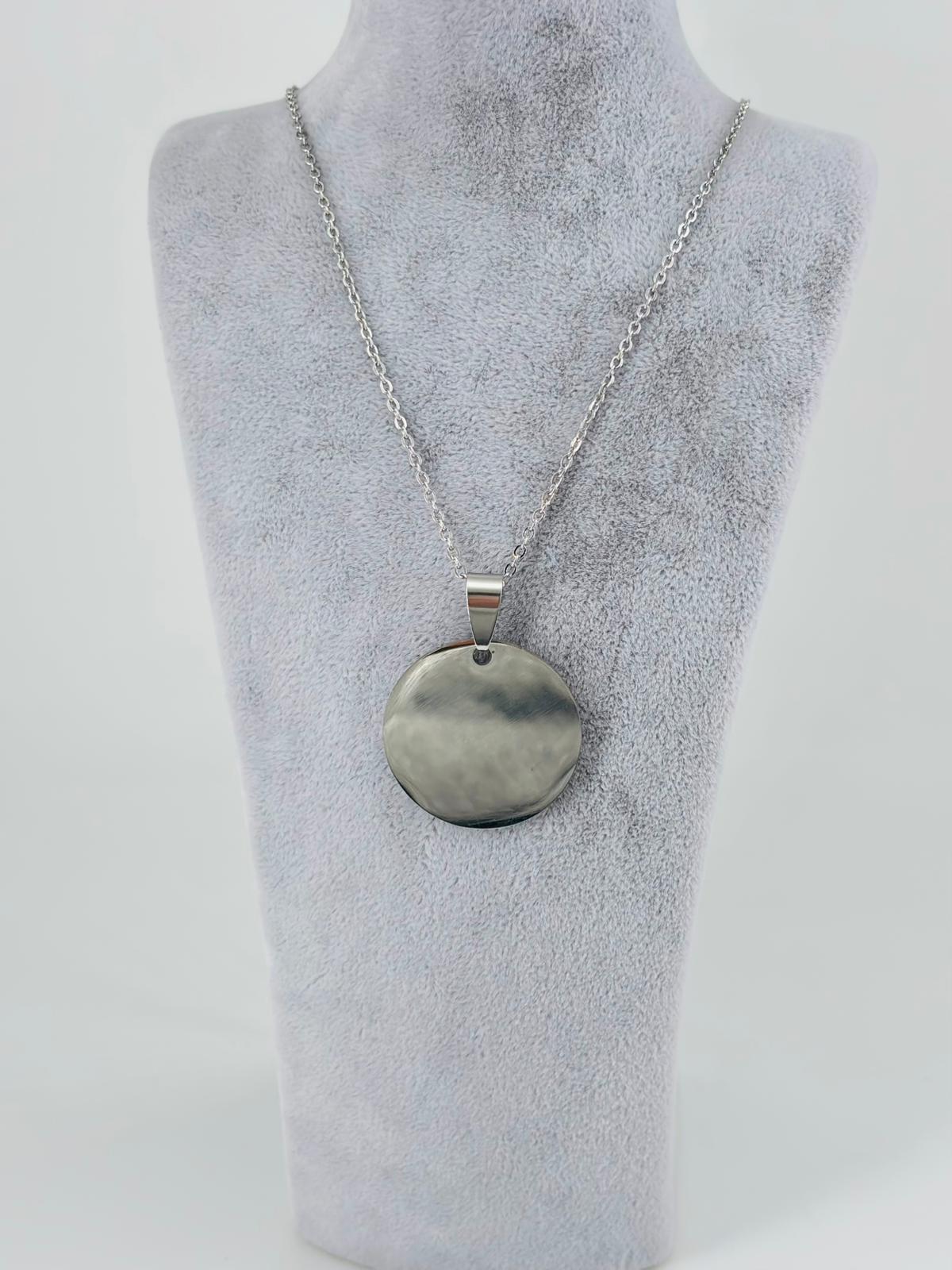 YUVARLAK PLAKA TASARIM BÜYÜK BOY ÇELİK ERKEK KOLYE 