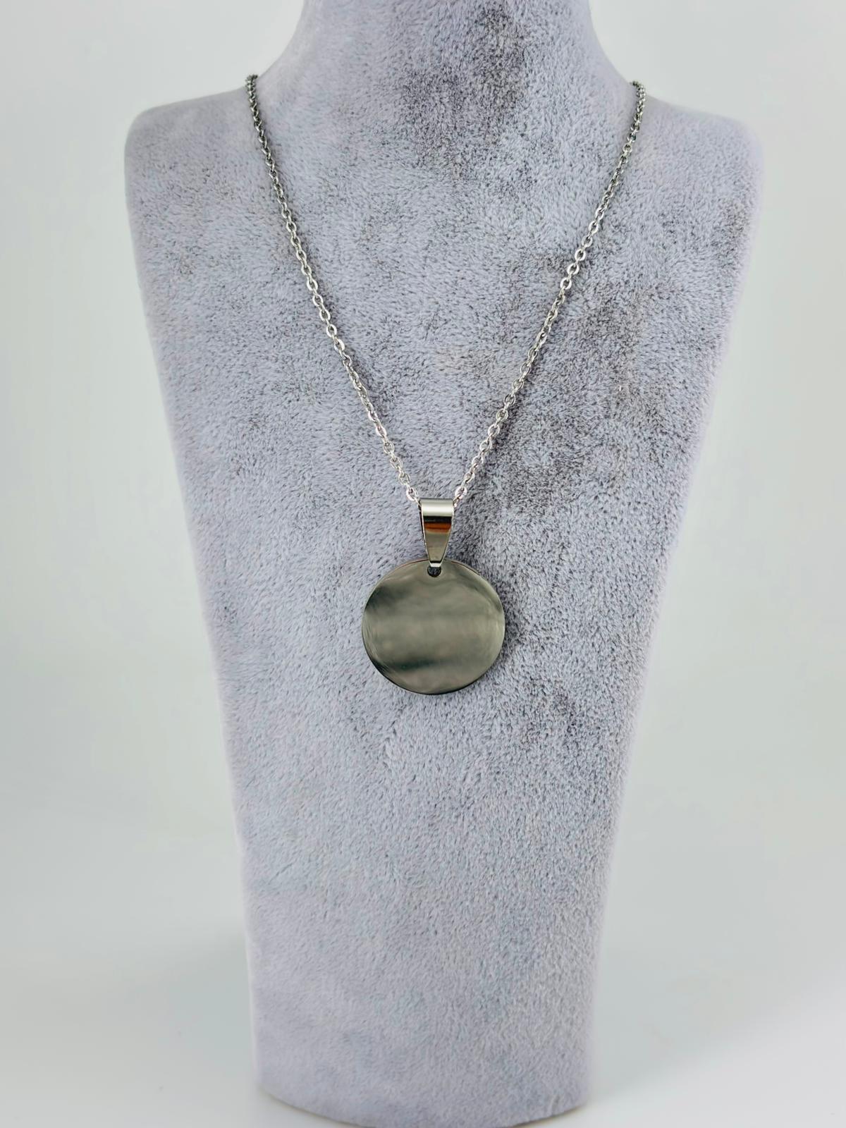 YUVARLAK PLAKA TASARIM KÜÇÜK BOY ÇELİK ERKEK KOLYE 