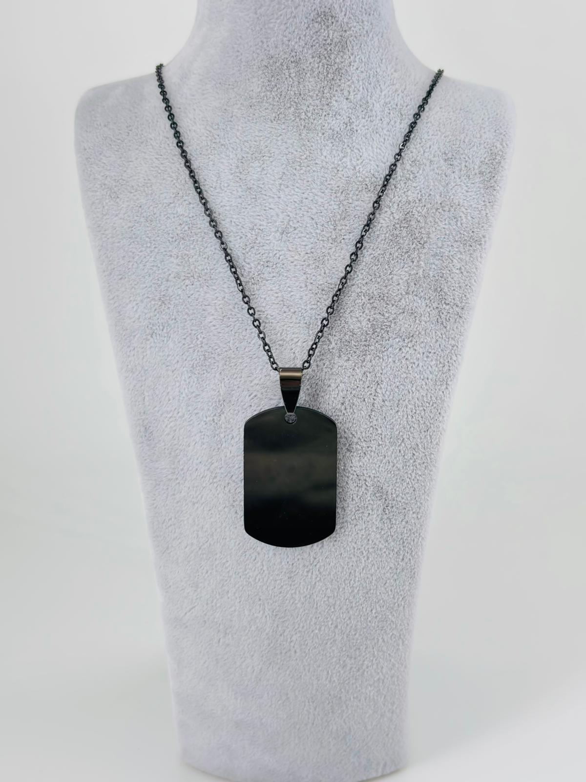 PLAKA TASARIM KÜÇÜK BOY  ÇELİK ERKEK KOLYE 