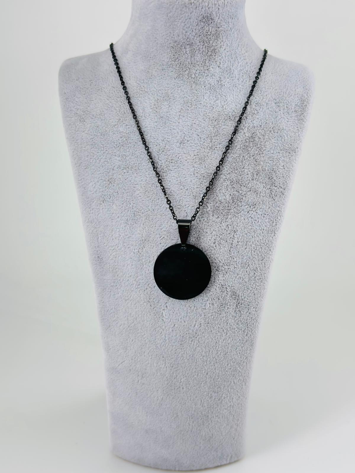 YUVARLAK PLAKA TASARIM KÜÇÜK BOY ÇELİK ERKEK KOLYE 