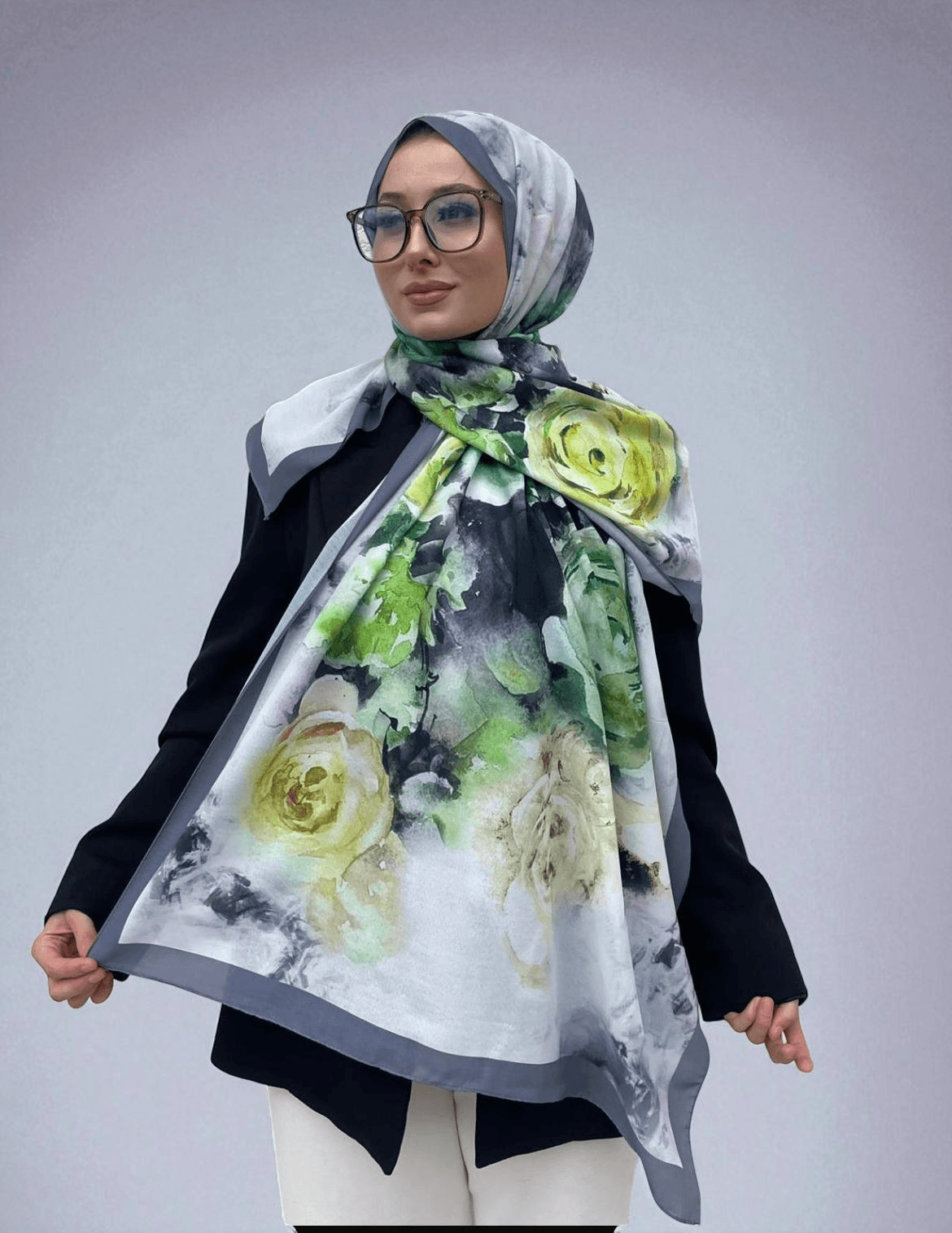 Rosina Desen Soft Şal - Füme