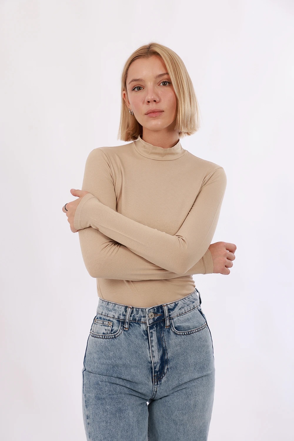 Uzun Kollu Basic Body - Bej