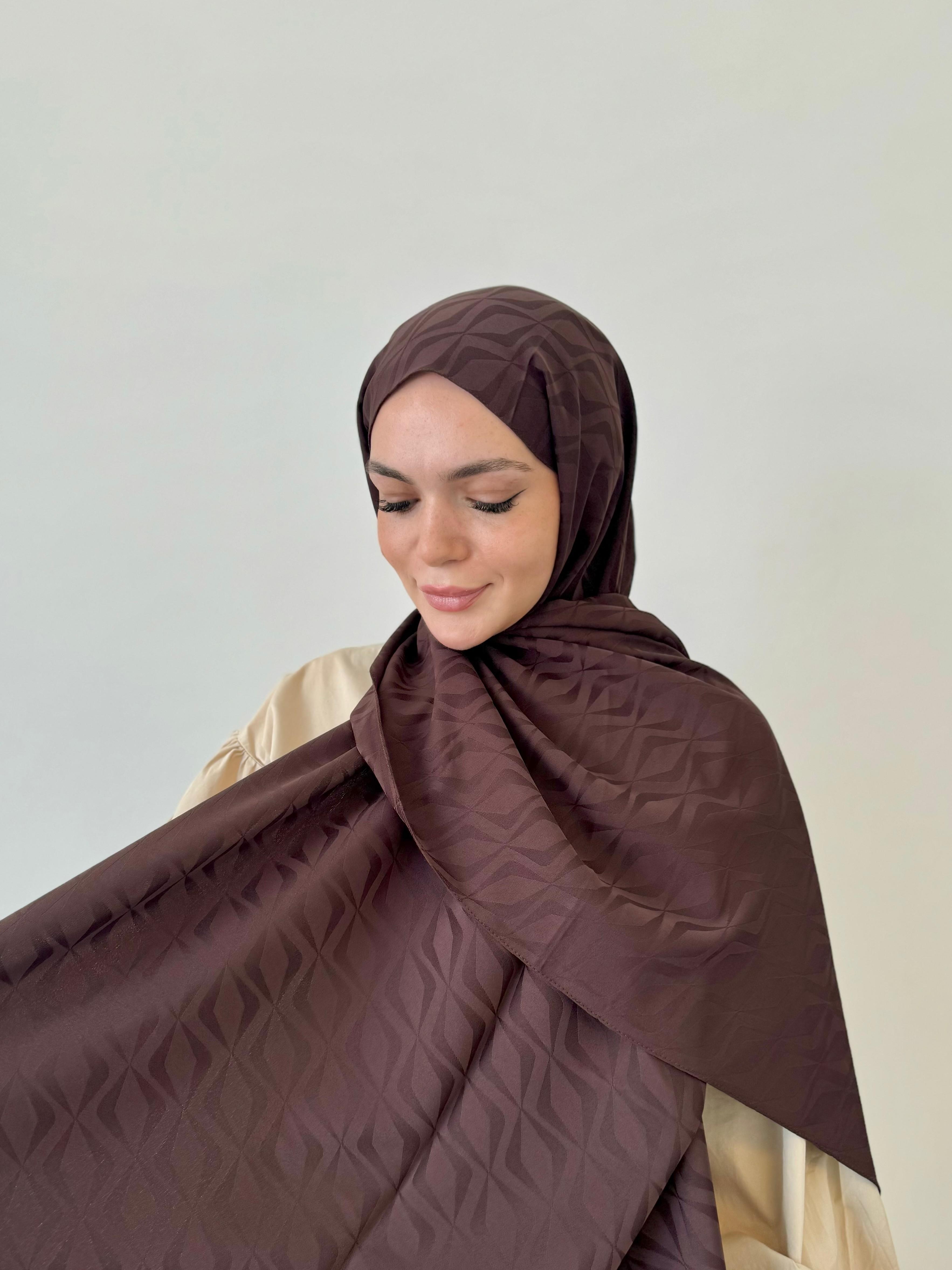 Tobacco Brown Nora İpeksi İtalyan Jakar Şal