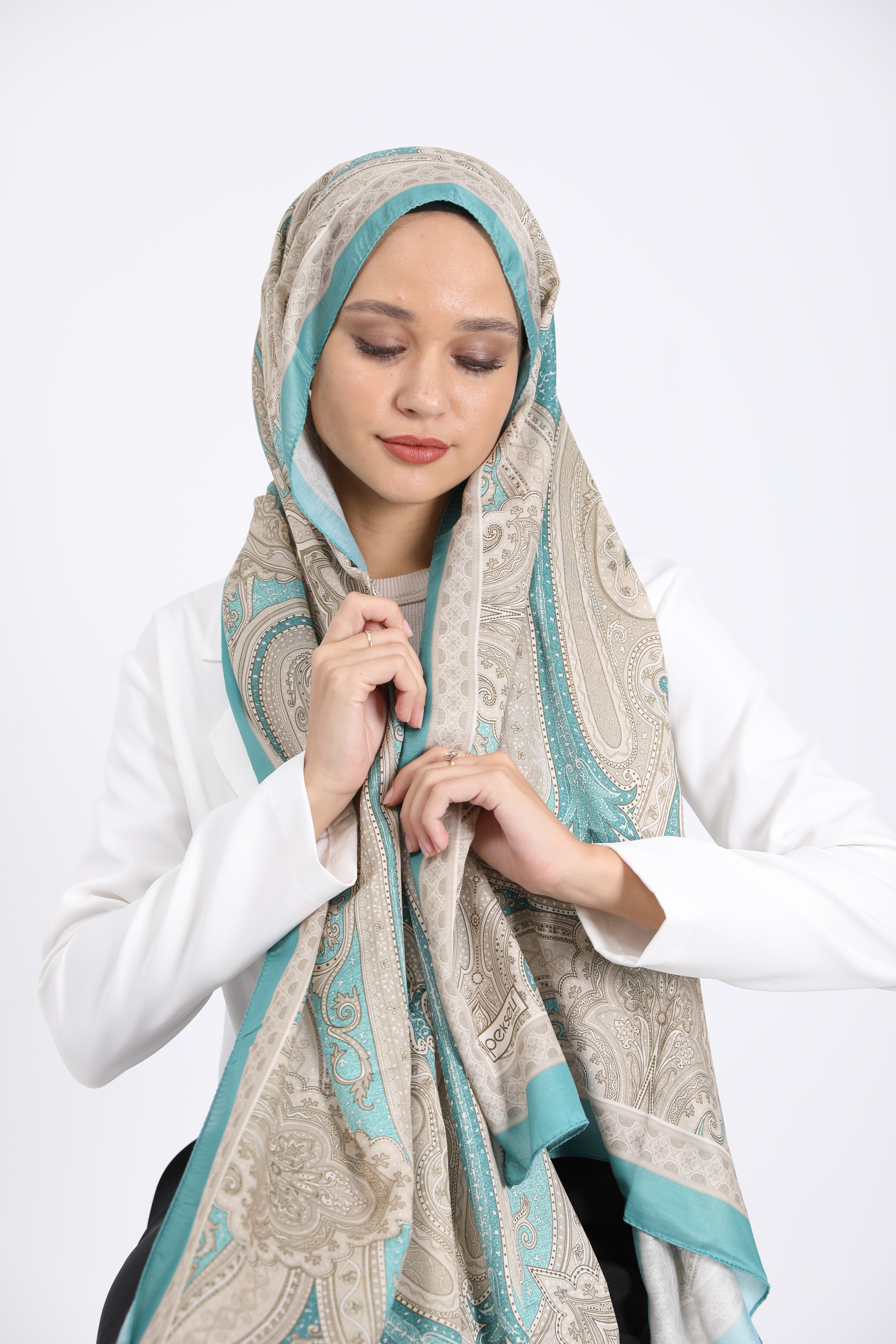 Etnik Desen Şal  - Göl Yeşili