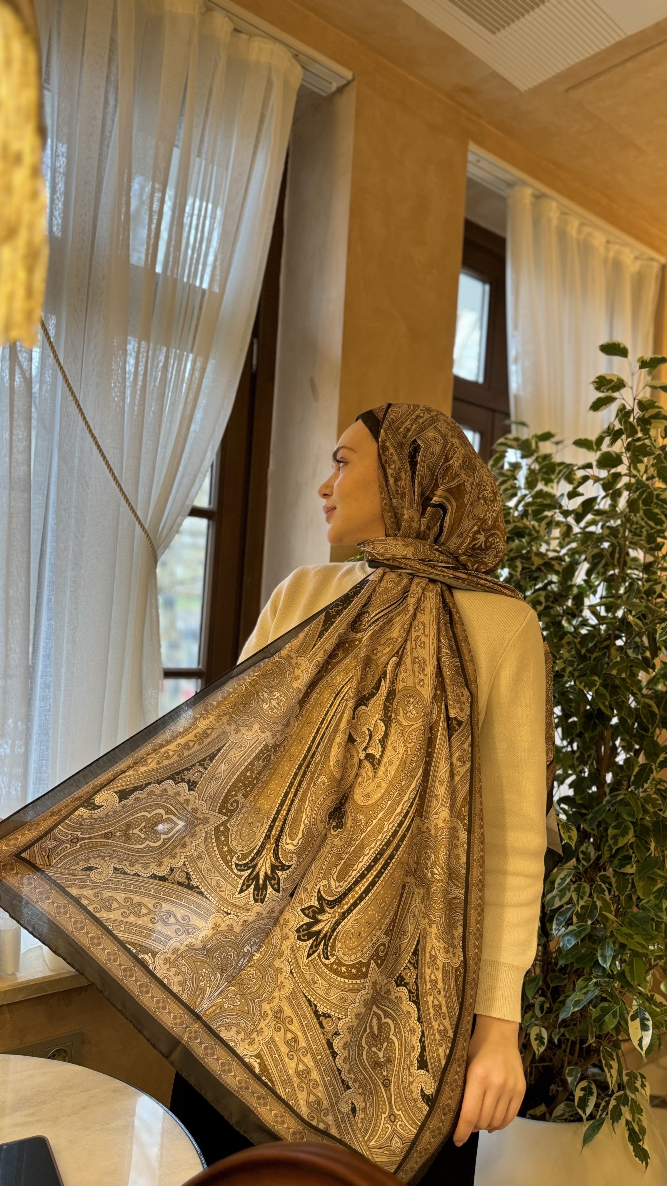 Etnik Desen Şal  - Haki