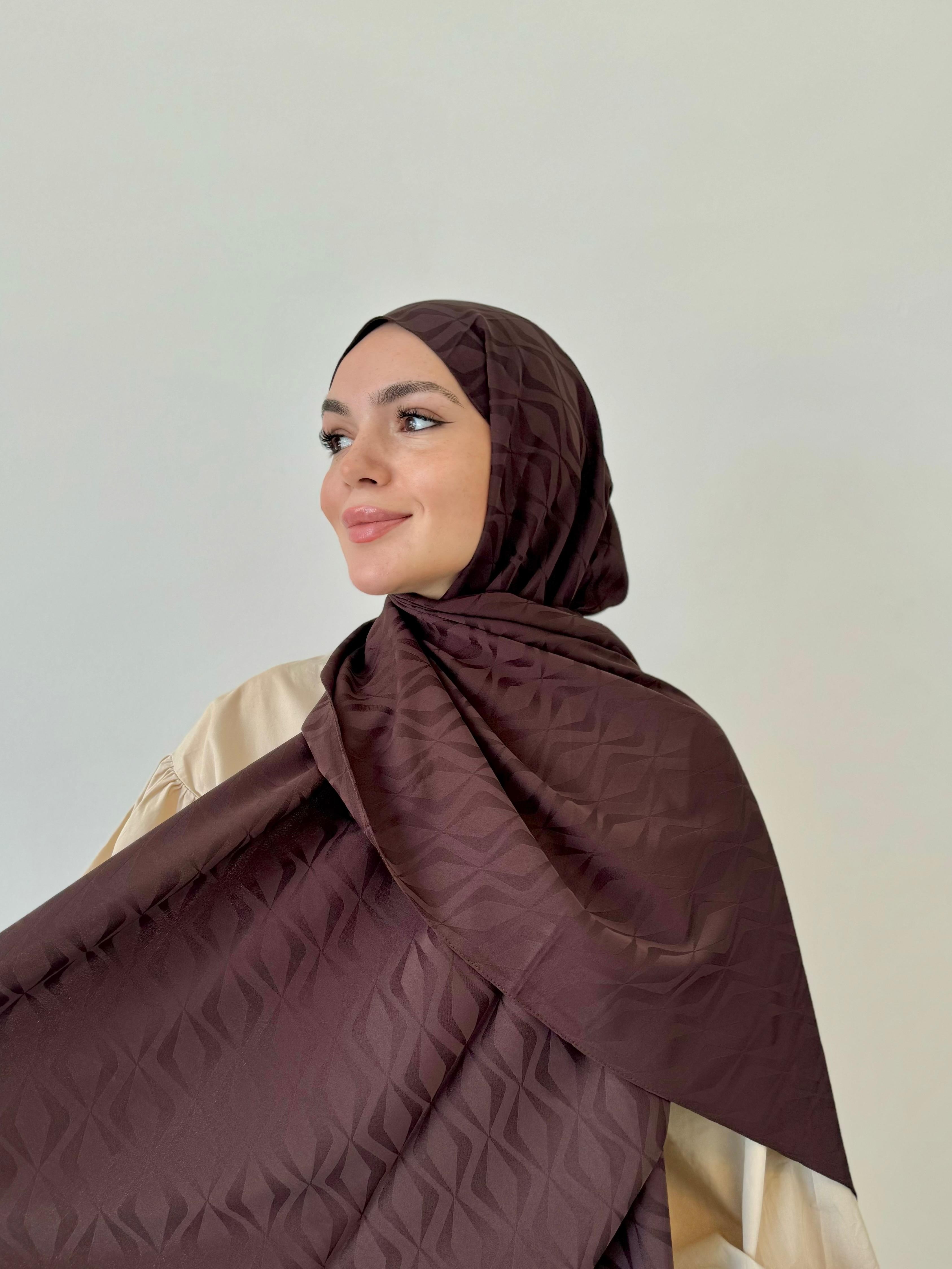 Tobacco Brown Nora İpeksi İtalyan Jakar Şal