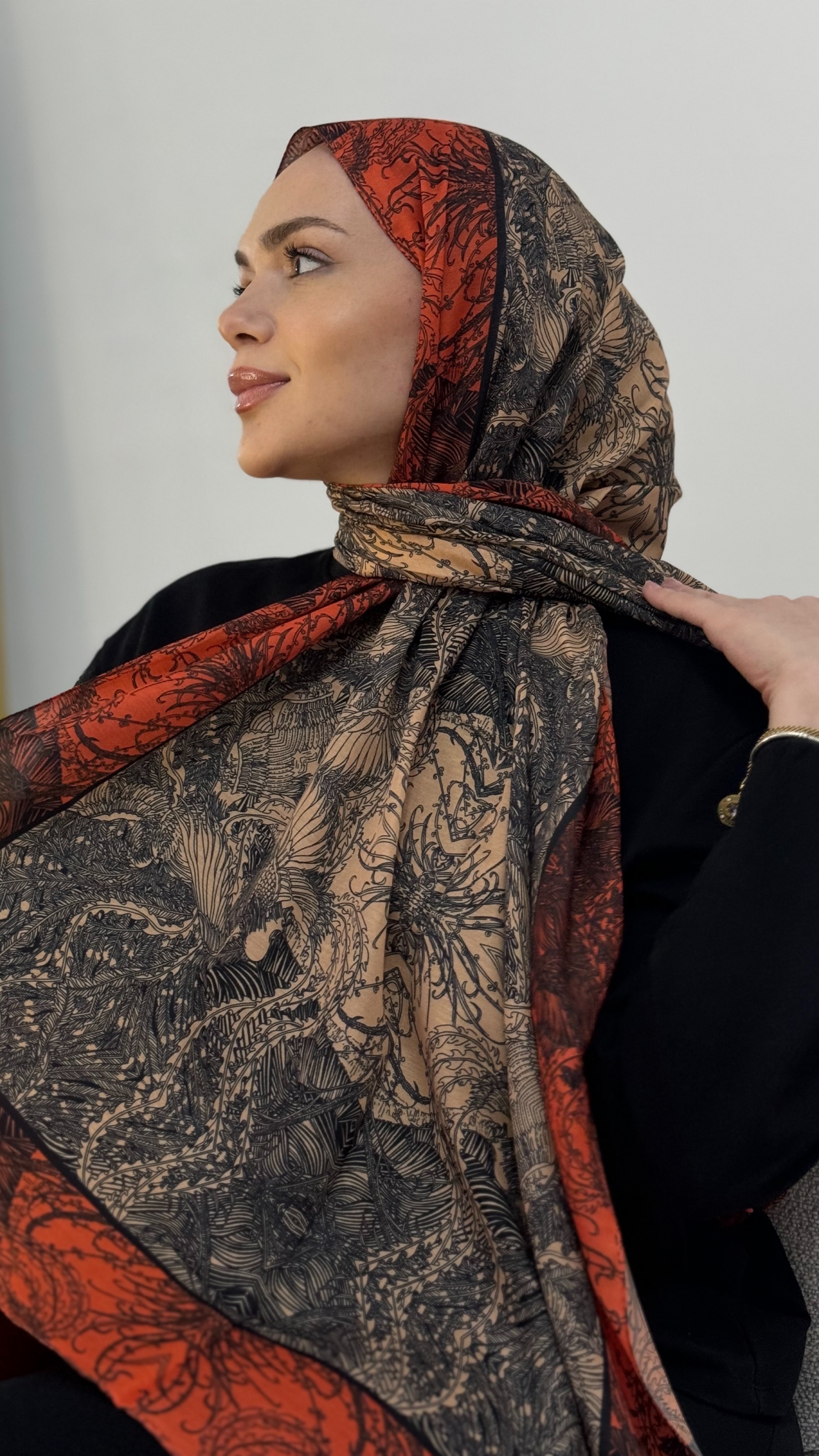 Portakal Krem Terra Pamuk İpek Şal