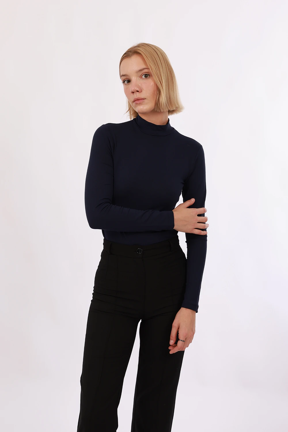 Uzun Kollu Basic Body - Lacivert