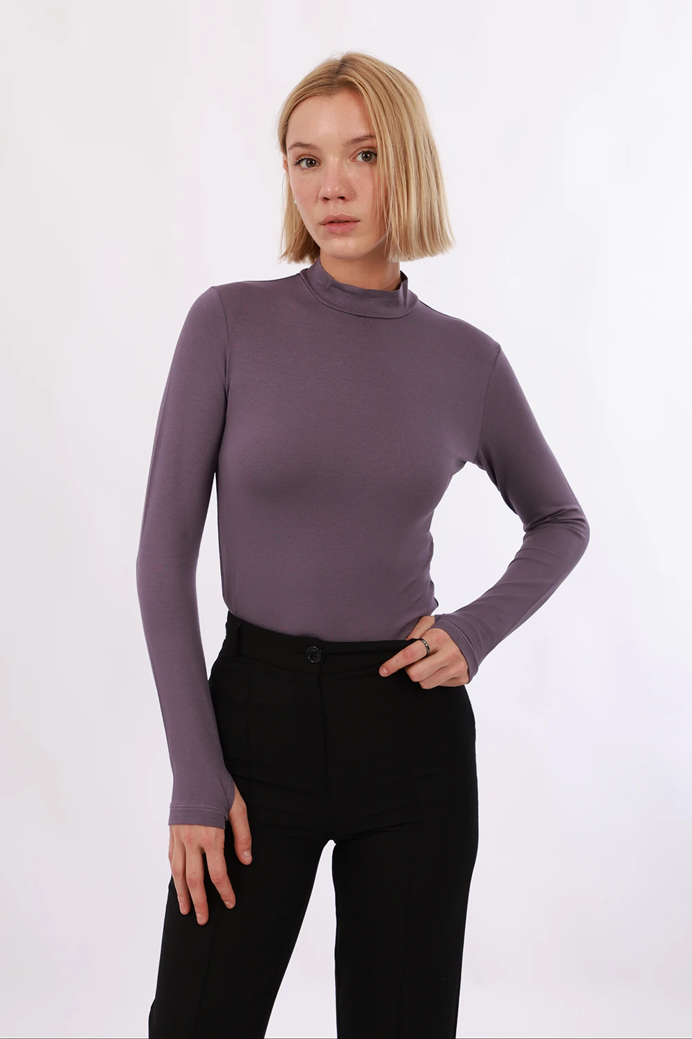 Parmak Detaylı Body - Mor