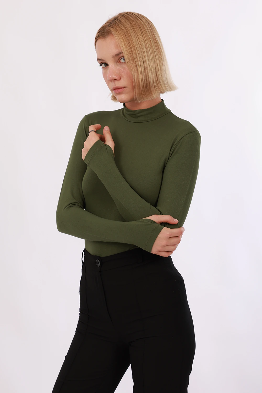 Parmak Detaylı Body - Gece Yeşili