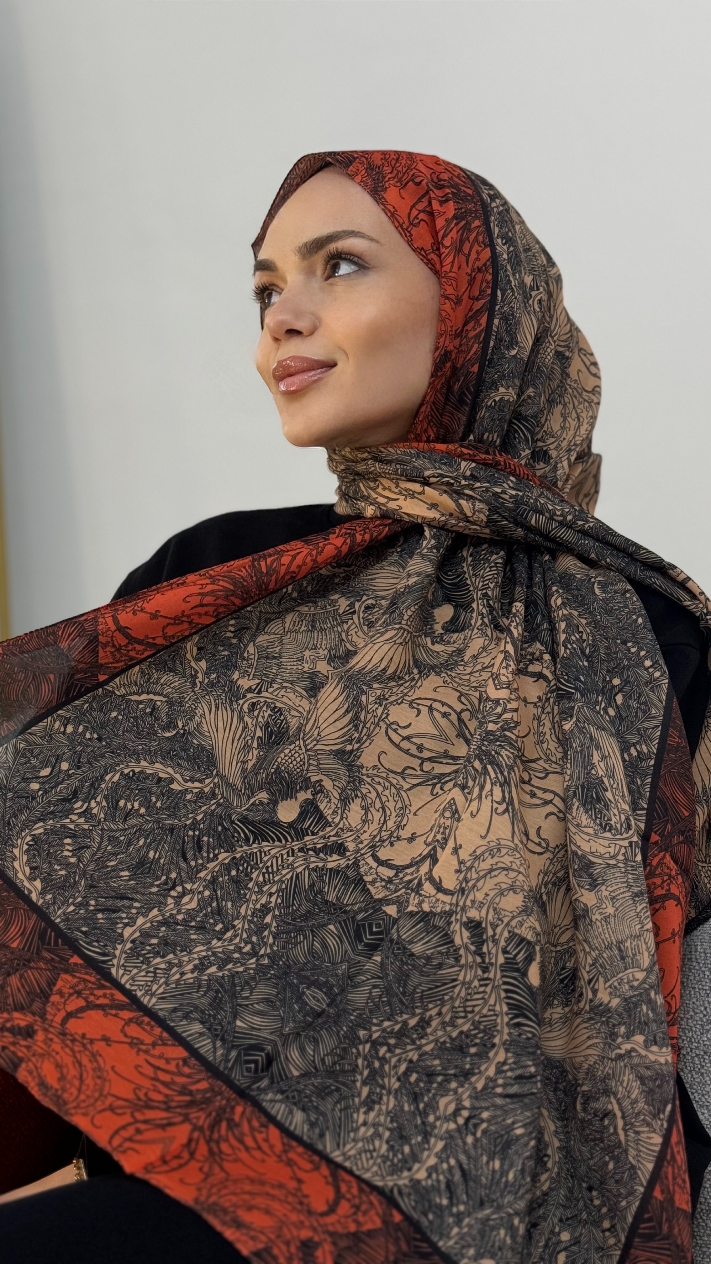 Portakal Krem Terra Pamuk İpek Şal