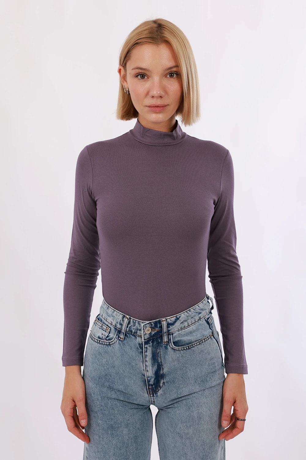 Uzun Kollu Basic Body - Mor