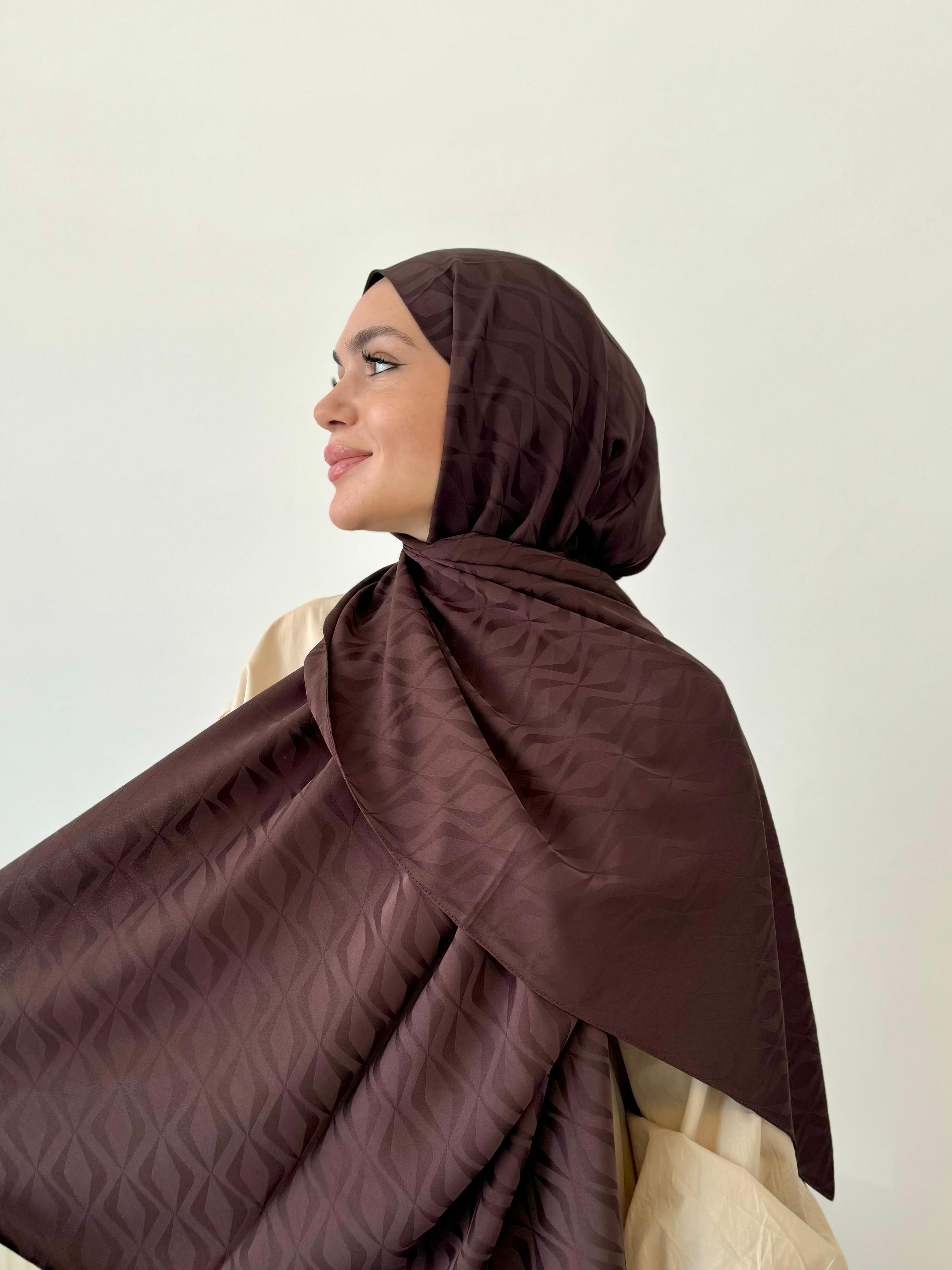 Tobacco Brown Nora İpeksi İtalyan Jakar Şal