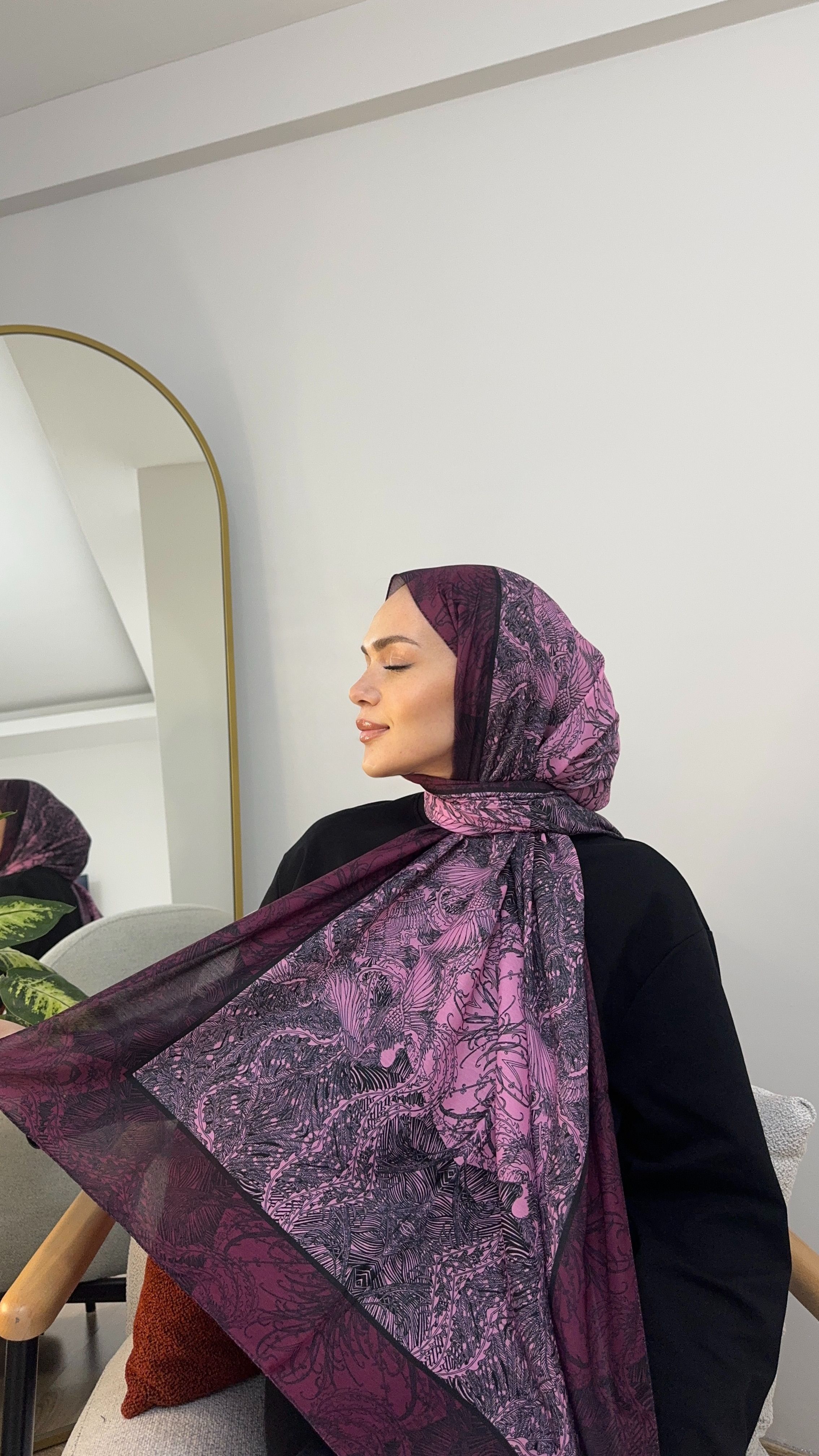 Lavanta Bahçesi Terra Pamuk İpek Şal