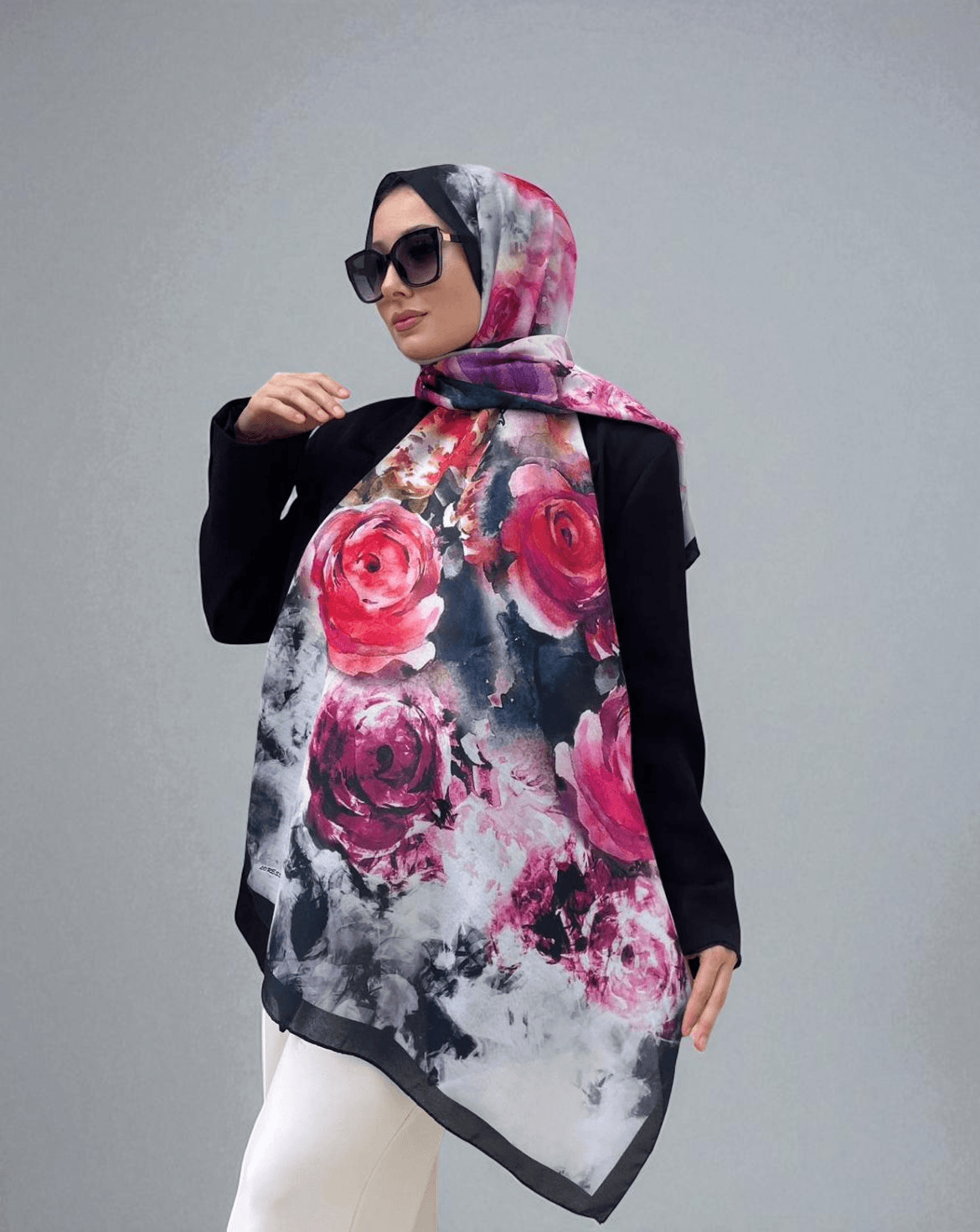 Rosina Desen Soft Şal - Siyah İnci