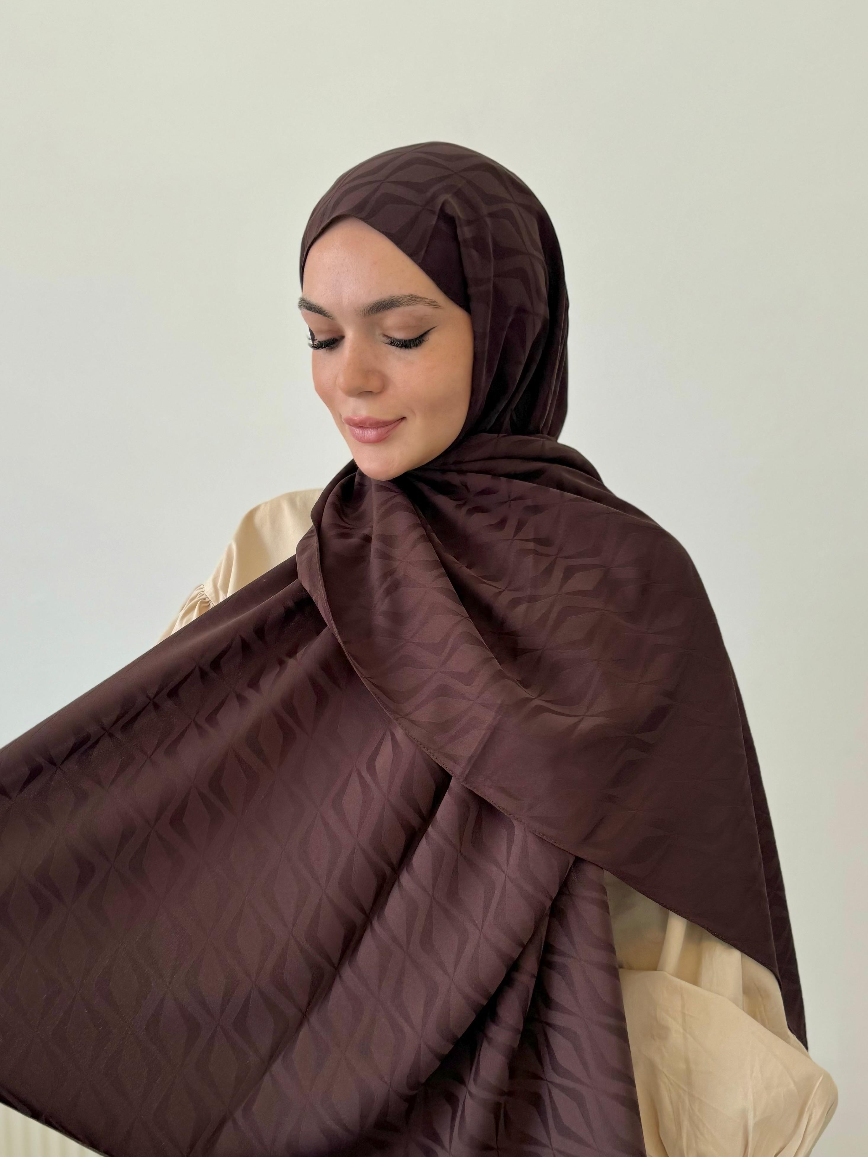 Tobacco Brown Nora İpeksi İtalyan Jakar Şal