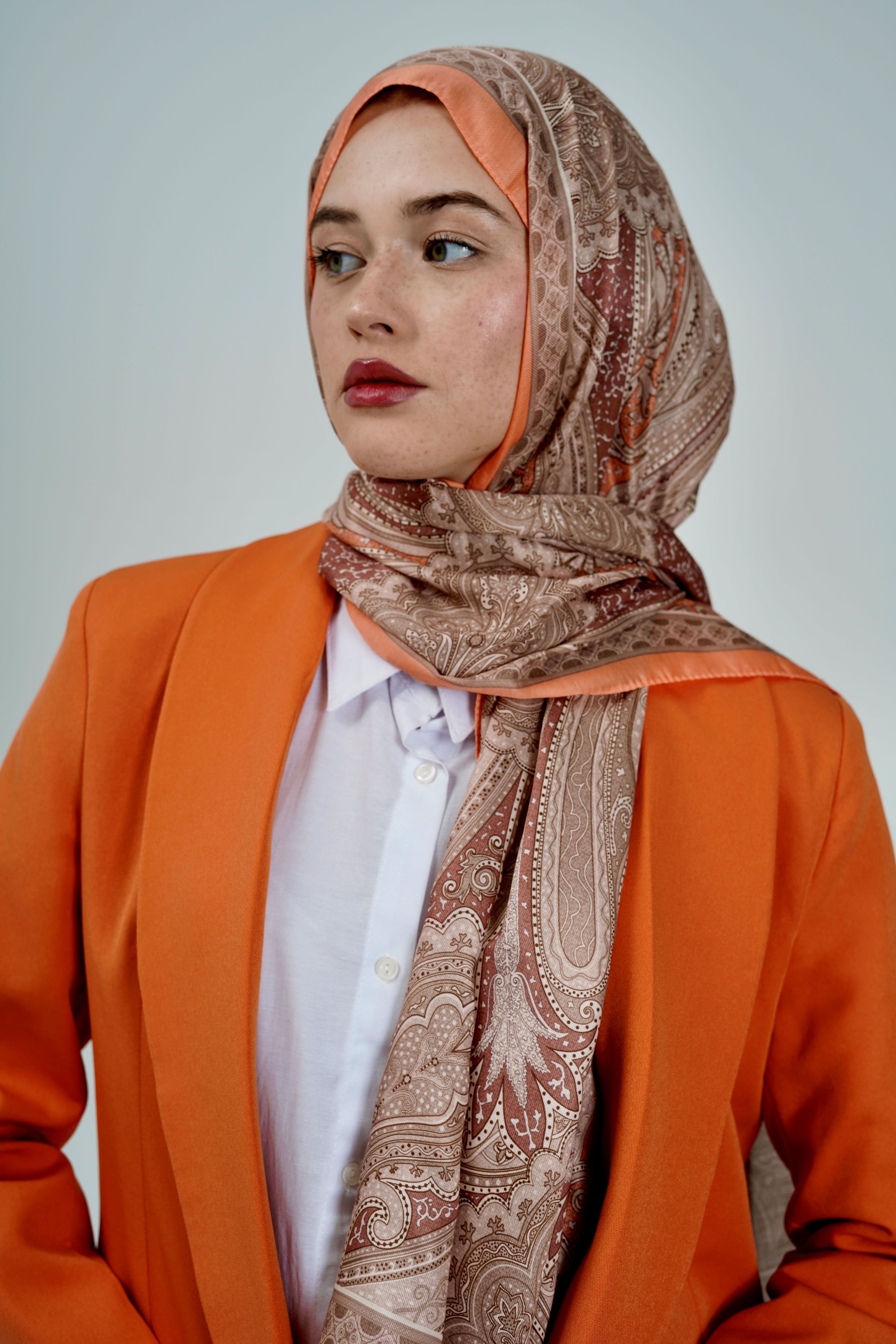 Mercan Etnik Desen Şal