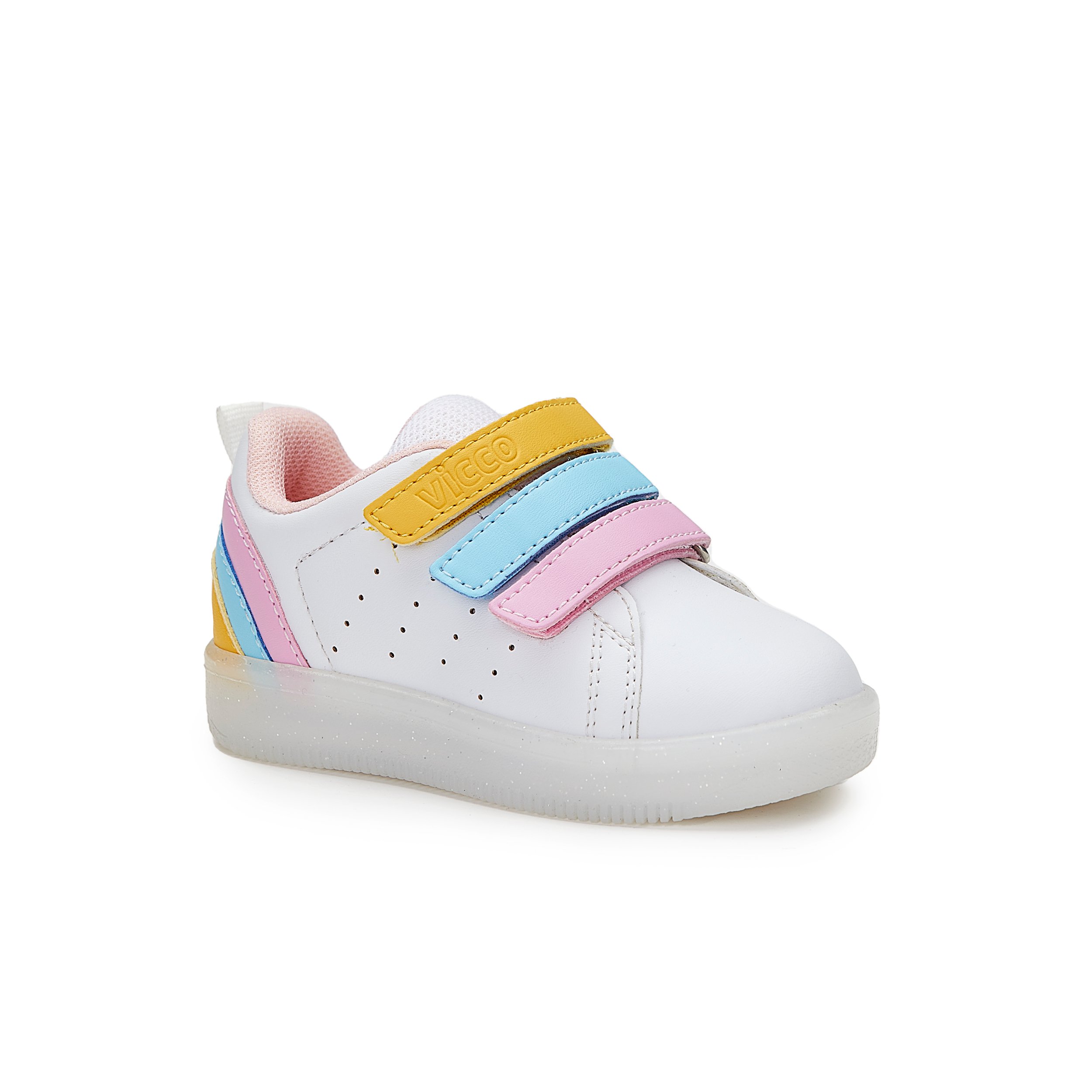 Sun Model Işıklı Rahat Kız Bebek ve Çocuk Beyaz/Pembe Sneaker