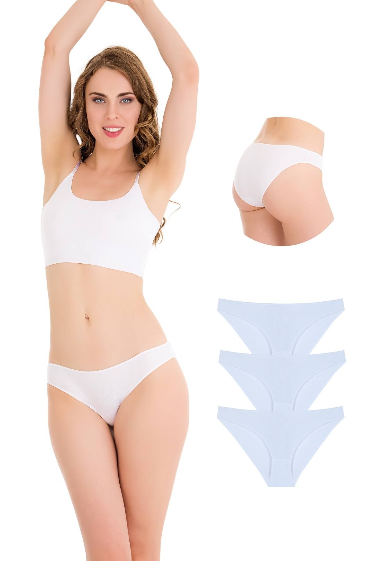 10010 Slip 3'lü Bikini Külot Paketi - V1- Beyaz