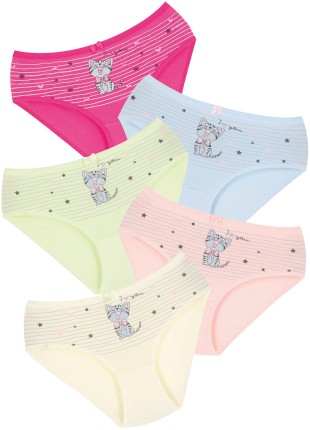 011 Kız Çocuk Mix Color 5'li Paket Baskılı Külot