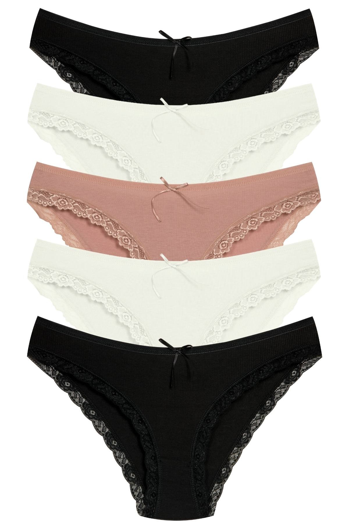 1901 Kaşkorse Dantel Paça Bikini Külot Paketi