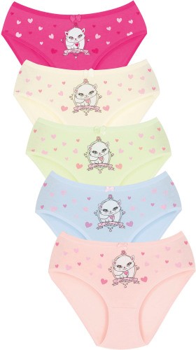 011 Kız Çocuk Mix Color 5'li Paket Baskılı Külot