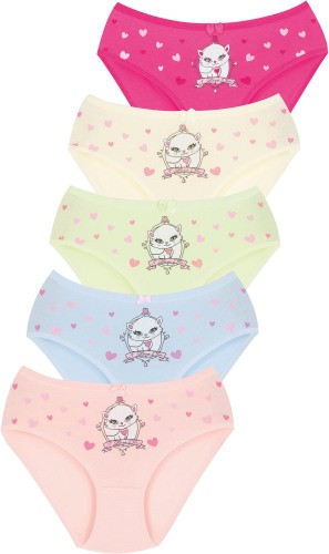 011 Kız Çocuk Mix Color 5'li Paket Baskılı Külot