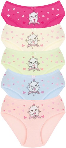 011 Kız Çocuk Mix Color 5'li Paket Baskılı Külot