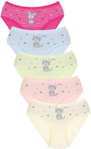 011 Kız Çocuk Mix Color 5'li Paket Baskılı Külot