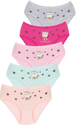 010 Kız Çoçuk Mix Color 5'li Paket Baskılı Külot